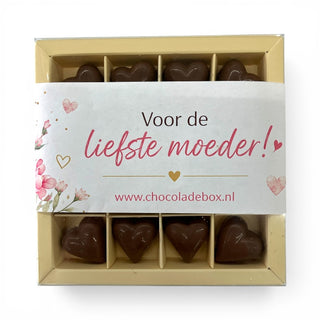 Chocoladehartjes Fijne Moederdag melkchocolade Brievenbuspost - Chocoladebox.nl