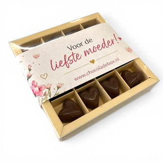 Chocoladehartjes Fijne Moederdag melkchocolade Brievenbuspost - Chocoladebox.nl