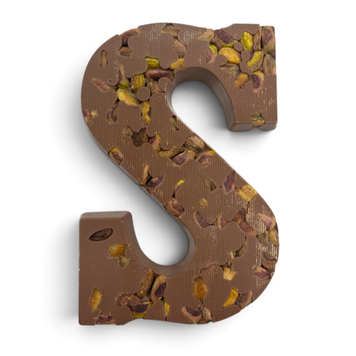Luxe Chocoladeletter Melk Pistache - Chocoladebox.nl
