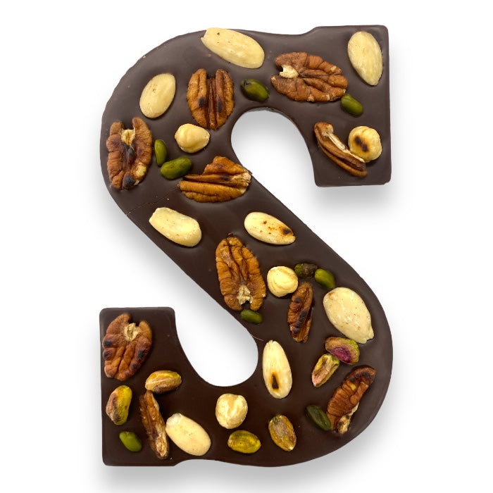 Luxe chocoladeletter S Pure chocolade Noten