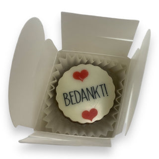1 logochocolaatje in verpakking (minimaal 45 stuks) - Chocoladebox.nl