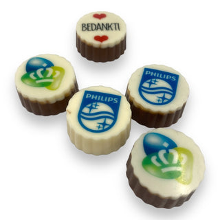 Ambachtelijke logobonbons zonder verpakking (minimaal 45 stuks) - Chocoladebox.nl