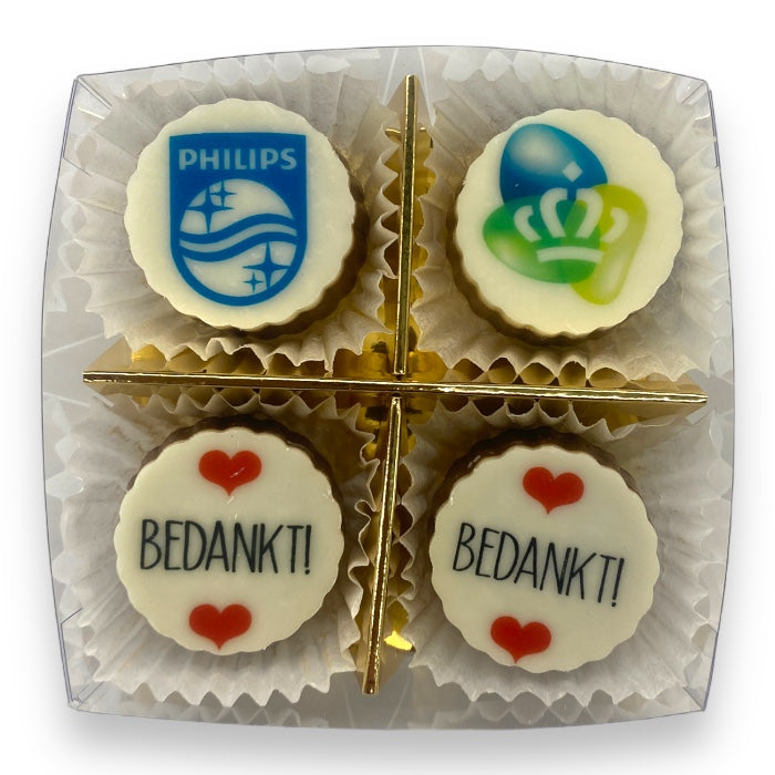 4 Handmade Logo Chocolates in Transparent Packaging