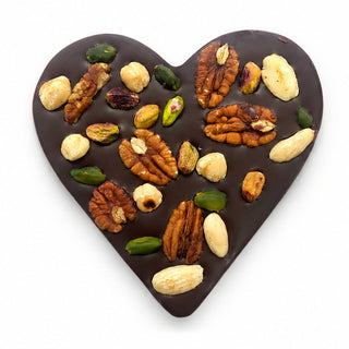 Chocoladehart Puur met Geroosterde Noten – 200 Gram - Chocoladebox.nl