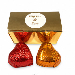 Dag van de Zorg Bonbons – 2 Hartjes in Luxe Gouden Doosje