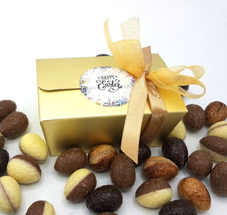 Ambachtelijke Paaseitjes 250 gram in bonbondoosje met logo - Chocoladebox.nl