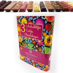 3 handmade chocolate bars in a flower box (letterbox) (€ 9.95 incl. chocolate)