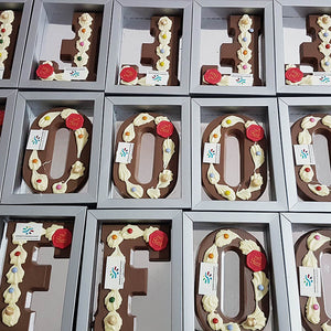 Luxury chocolate letter with logo 225 grams of dark chocolate