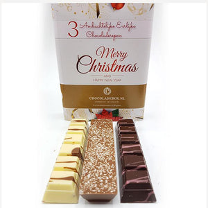 3 handmade chocolate bars in a Christmas box (letterbox)