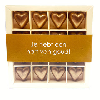 Chocoladehartjes Hart van Goud melkchocolade Brievenbuspost - Chocoladebox.nl