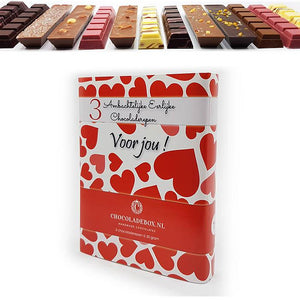 3 chocolate bars Pure Love in a heart box (letterbox)
