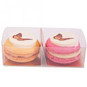 2 macarons met logo in transparante verpakking - bonbons -chocolade - Chocoladebox.nl