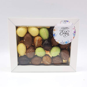 Stuffed Easter eggs in a luxurious white box Letterbox post