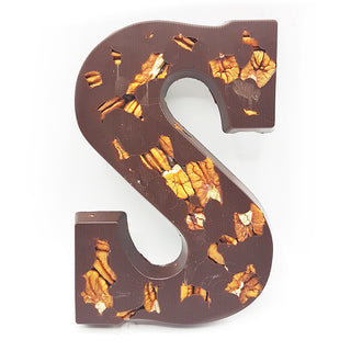 Luxe chocoladeletter Puur Pecan S per stuk - Chocoladebox.nl